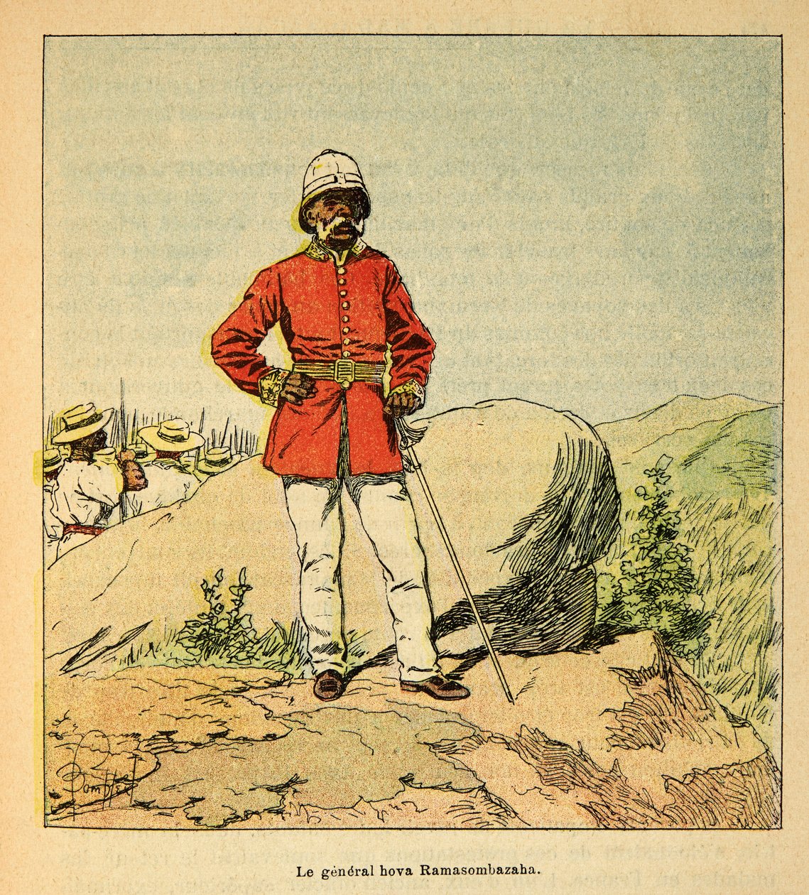 الحرب في مدغشقر - التاريخ القصصي للبعثات الفرنسية 1885-1895 بقلم هنري غالي ديت غاليشيت (1854-1922) ، رسمها لويس بومبلد (1862-1927): صورة للجنرال هوفا راماسومبازاها ، مجموعة خاصة بواسطة تفجير لويس تشارلز