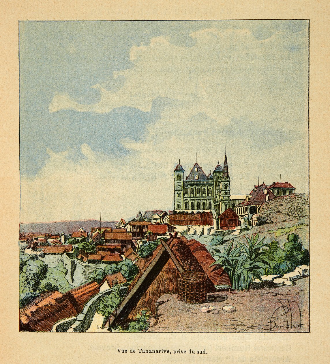الحرب في مدغشقر - التاريخ القصصي للبعثات الفرنسية 1885-1895 بقلم هنري جالي ديت غالليشيت (1854-1922) ، مصور من قبل لويس بومبلد (1862-1927): منظر لتاناناريف مأخوذ من الجنوب في القرن التاسع عشر ، مجموعة خاصة بواسطة تفجير لويس تشارلز