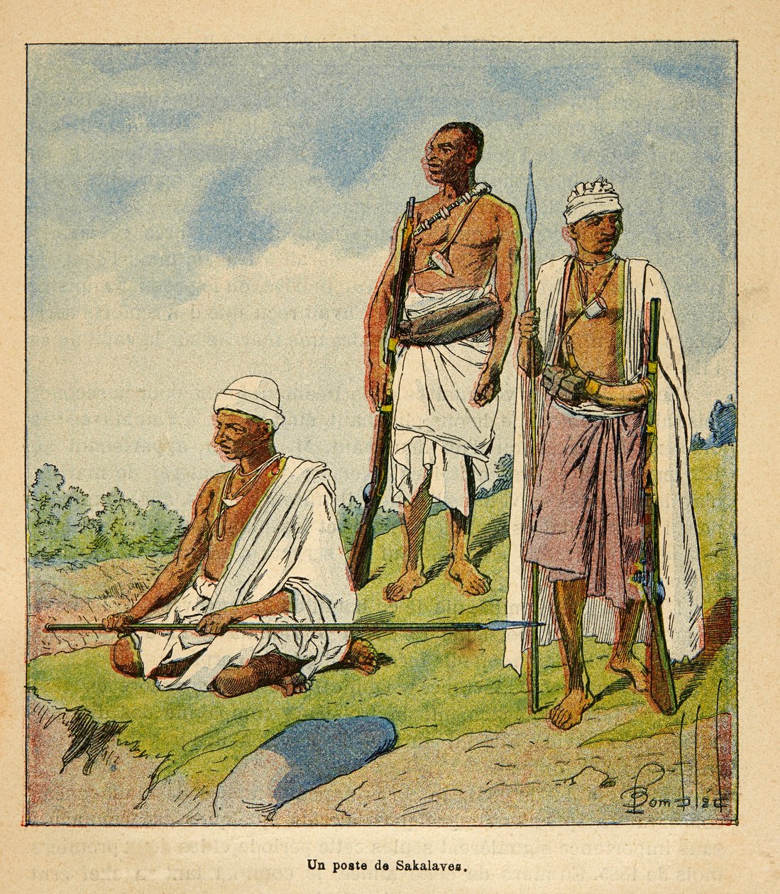 الحرب في مدغشقر - التاريخ القصصي للبعثات الفرنسية 1885-1895 بقلم هنري جالي ديت جاليشيت (1854-1922) ، رسمها لويس بومبلد (1862-1927): المحارب ساكالافاس ، مجموعة خاصة بواسطة تفجير لويس تشارلز