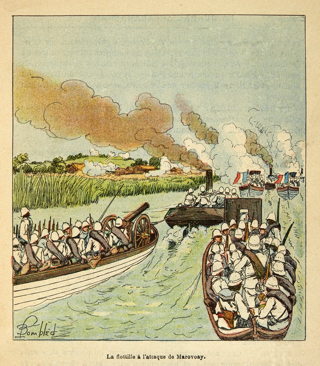 الحرب في مدغشقر - التاريخ القصصي للبعثات الفرنسية 1885-1895 بقلم هنري جالي ديت جاليشيت (1854-1922) ، رسمها لويس بومبلد (1862-1927): هاجمت مشاة البحرية مدينة ماروفواي في عام 1895 ، مجموعة خاصة بواسطة تفجير لويس تشارلز