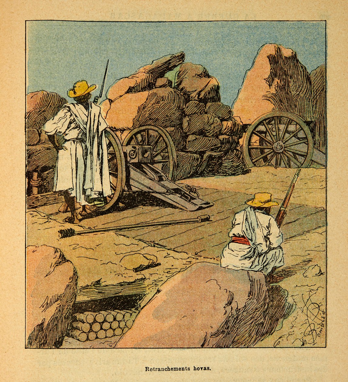 الحرب في مدغشقر - التاريخ القصصي للبعثات الفرنسية 1885-1895 بقلم هنري جالي ديت جاليشيت (1854-1922) ، رسمها لويس بومبلد (1862-1927): تقليص قوات هوفاس في عام 1895 في تاناناريف ، مجموعة خاصة بواسطة تفجير لويس تشارلز