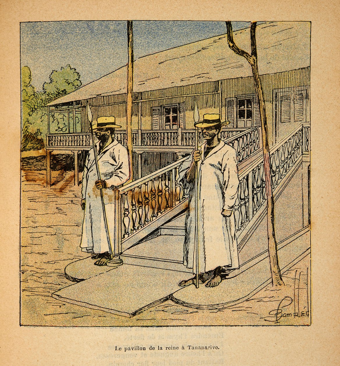 The War in Madagascar-Anecdotal History of the French Expeditions of 1885-1895 by Henri Galli dit Galllichet (1854-1922), illustrated by Louis Bombled (1862-1927): The Pavilion of Queen Ranavalona in Tananarive in 1895, Private Collection بواسطة تفجير لويس تشارلز