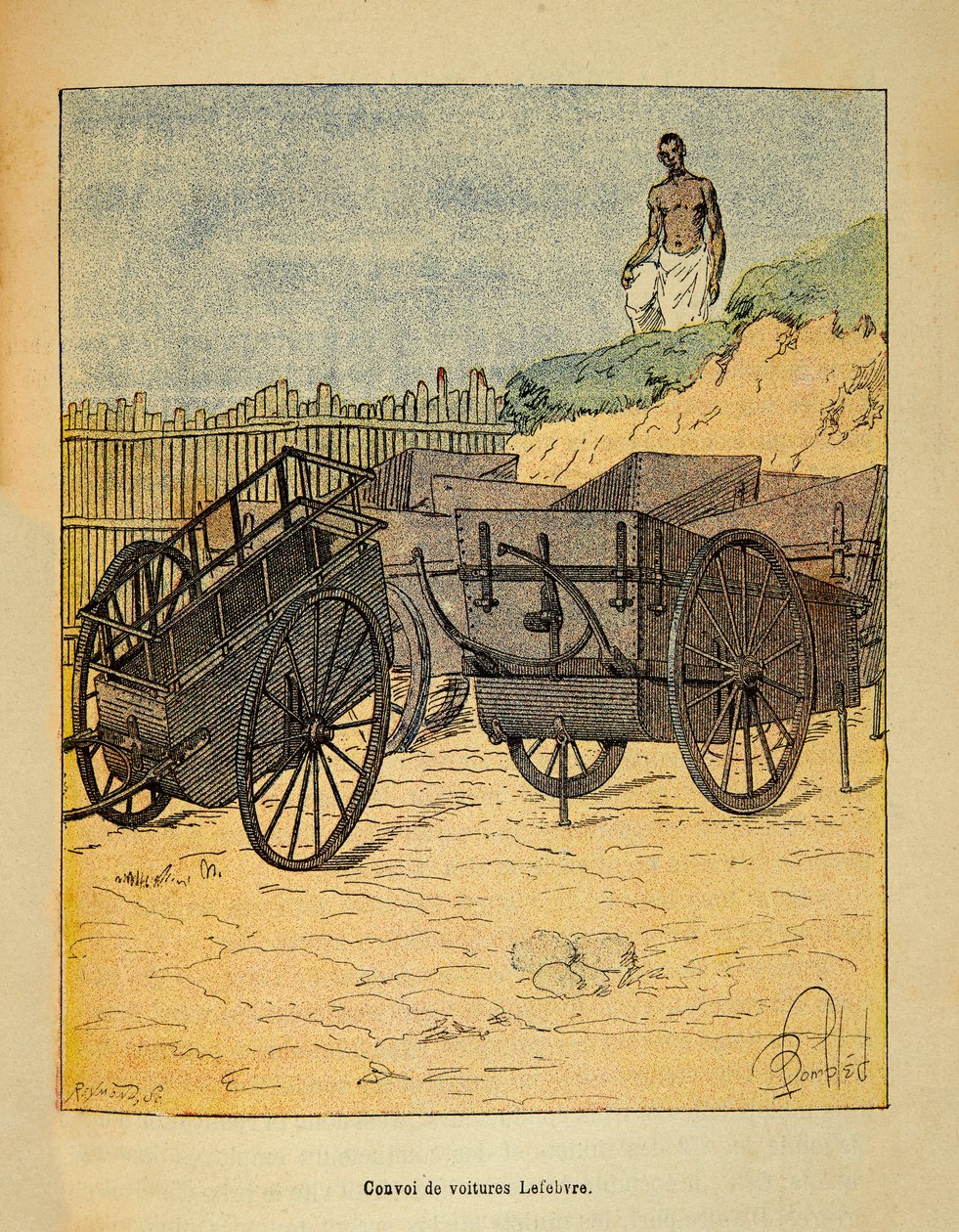 الحرب في مدغشقر - التاريخ القصصي للبعثات الفرنسية 1885-1895 بواسطة Henri Galli dit Galllichet (1854-1922) ، رسمها Louis Bombled (1862-1927): قافلة سيارات يستخدمها Lefebvre لتزويد القوات ، مجموعة خاصة بواسطة تفجير لويس تشارلز