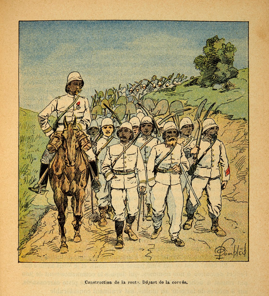 الحرب في مدغشقر - التاريخ القصصي للبعثات الفرنسية 1885-1895 بواسطة Henri Galli dit Galllichet (1854-1922) ، رسمها Louis Bombled (1862-1927): بناء طريق في مدغشقر ، بداية السخرة ، مجموعة خاصة بواسطة تفجير لويس تشارلز