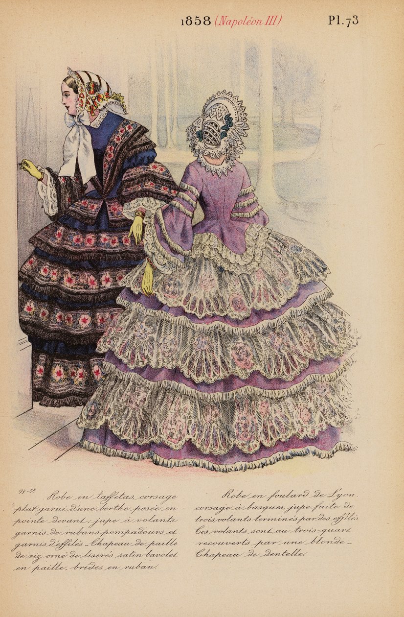 أزياء فرنسية 1858، نابليون الثالث (نقش ملون) بواسطة لويس كولاس
