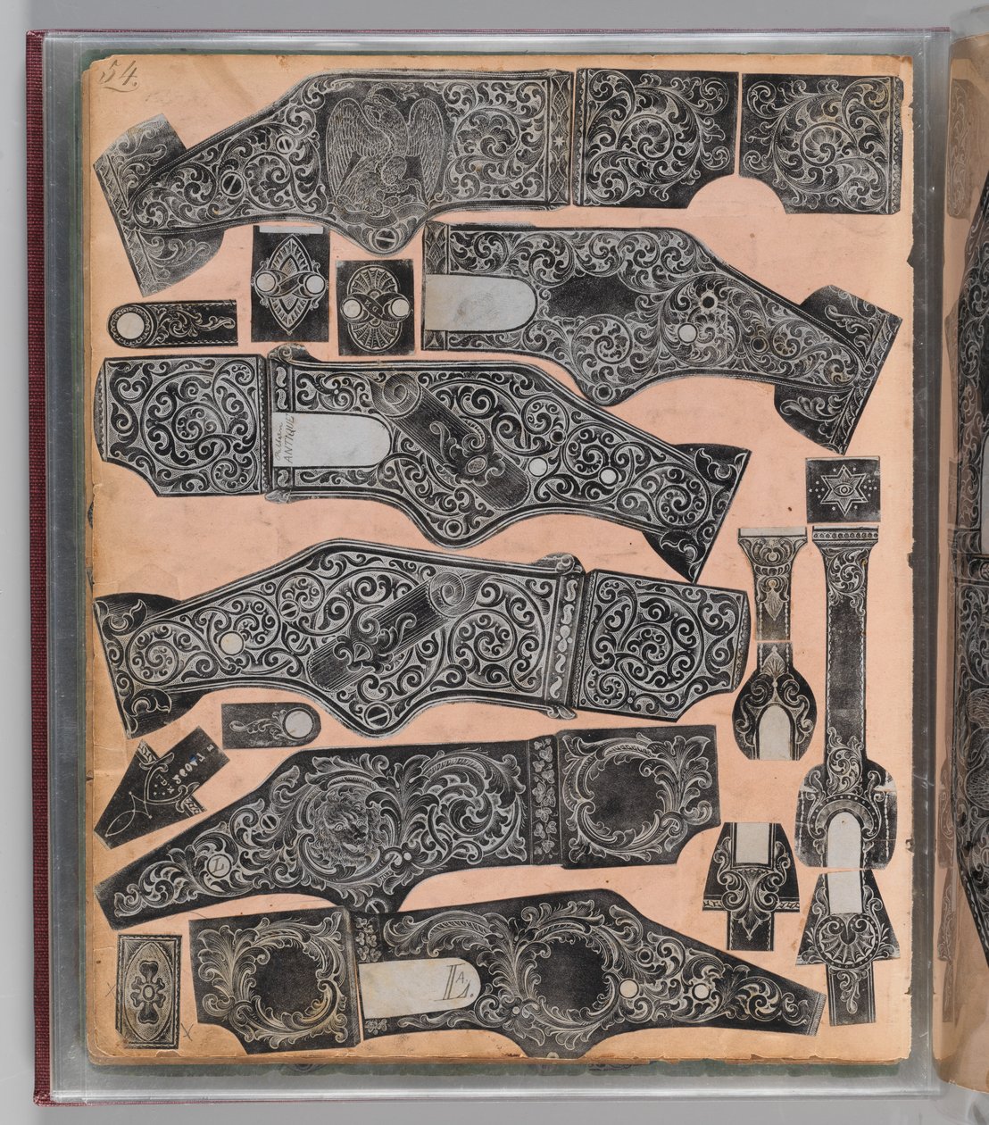 مصنف تسجيل زخرفة الأسلحة النارية المحفورة للويس د.نيمشك ، أمريكي ، c1850-1900. بواسطة لويس دي نيمشك