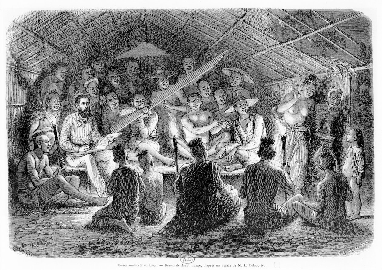 سهرة موسيقية في لاوس ، 1867 بواسطة لويس ديلابورت
