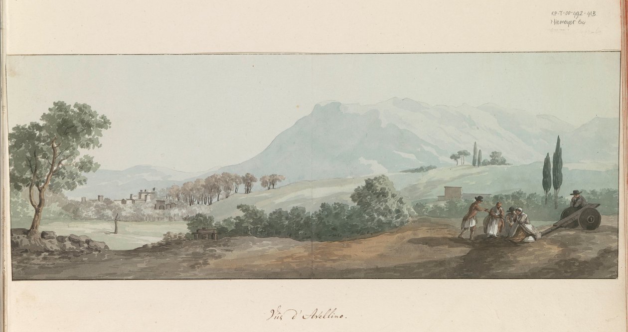 Gezicht op Avellino منظر لأفيلينو (العنوان على الكائن) رحلات في إيطاليا وصقلية ومالطا - 1778 (عنوان السلسلة) بواسطة لويس دوكروس