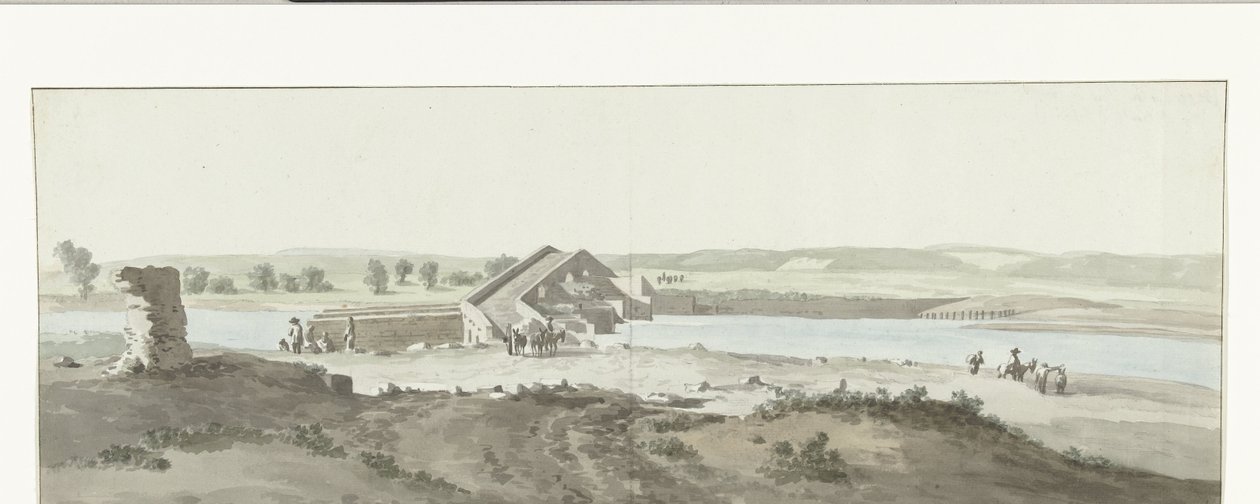 جسر Gezicht op Canosa فوق نهر Ofanto في بوليا منظر ل Pont de Canosa فوق Ofanto (Aufidus) (العنوان على الكائن) رحلة إلى إيطاليا وصقلية ومالطا - 1778 (عنوان المسلسل) بواسطة لويس دوكروس