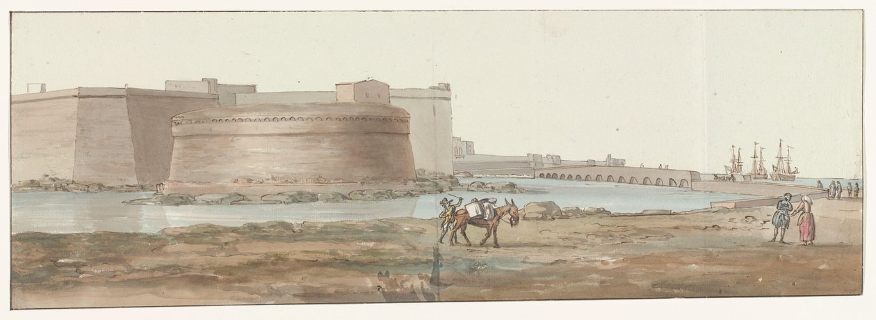 Gezicht op Gallipoli عرض مدخل جاليبولي (العنوان على الكائن) رحلات في إيطاليا وصقلية ومالطا - 1778 (عنوان السلسلة) بواسطة لويس دوكروس