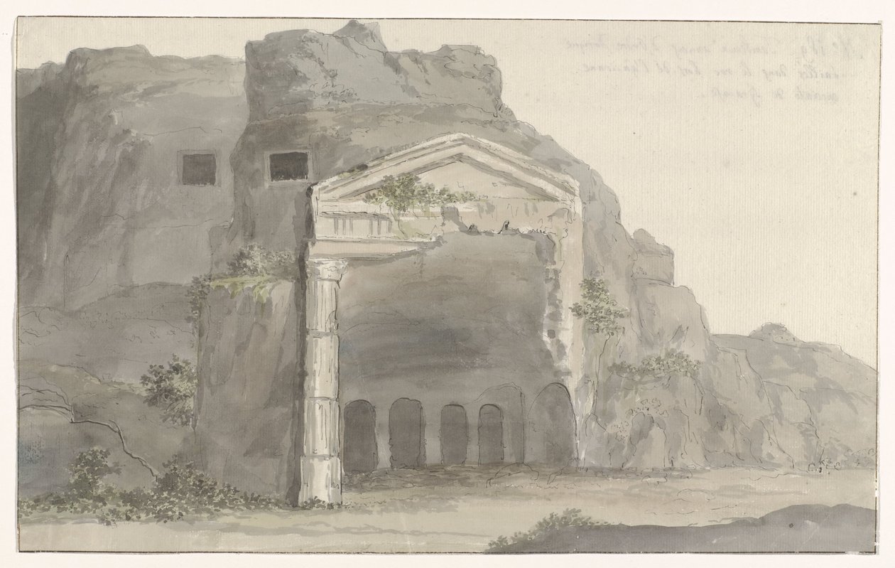 قبور بواجهة على الطراز الدوري منحوتة في الصخر بالقرب من سيراكيوز Voyage en Italy ، en Sicile et à Malte - 1778 (عنوان السلسلة) بواسطة لويس دوكروس