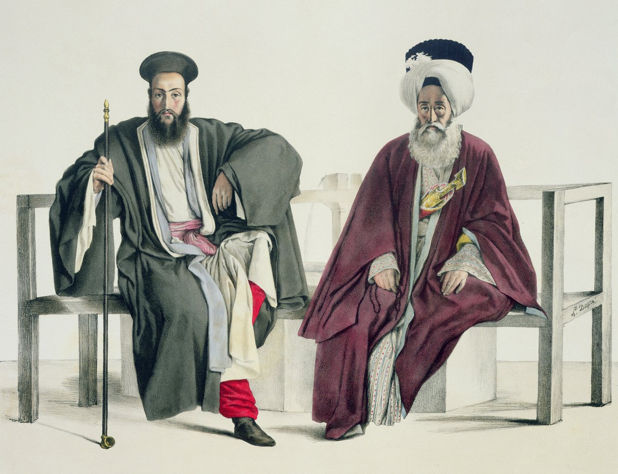 كاهن يوناني وتركي ، نقشهما تيري براذرز ، 1825 بواسطة لويس دوبري