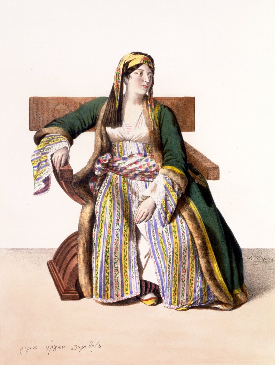 امرأة يونانية من Livery - اللوحة XVI ، محفورة بواسطة Lemercier من "Voyage à Athènes et a à Constantinople" ، كتبها ويصورها دوبري ، 1828 بواسطة لويس دوبري