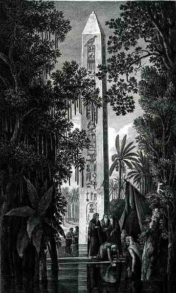 مسلة المطرية ، نقشها جان أنطوان بييرون (1780-1812) من المجلد الثالث من "رحلة بيتوريسك" ، نشرته ليترون ، باريس بواسطة لويس فرانسوا (بعد) كاساس