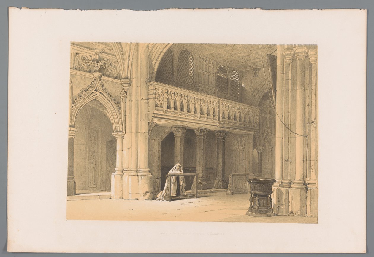 Biddende غير في Het Nonnbergklooster te سالزبورغ كنيسة دير نونينبيرج في سالتزبورغ (العنوان على الجسم) بواسطة لويس هاجي