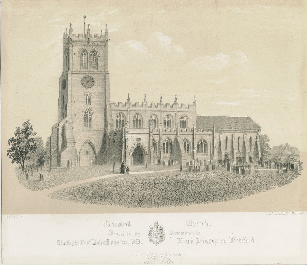 الكنيسة Eccleshall: الطباعة الحجرية ، Nd [c 1840] (طباعة) بواسطة لويس هاجي