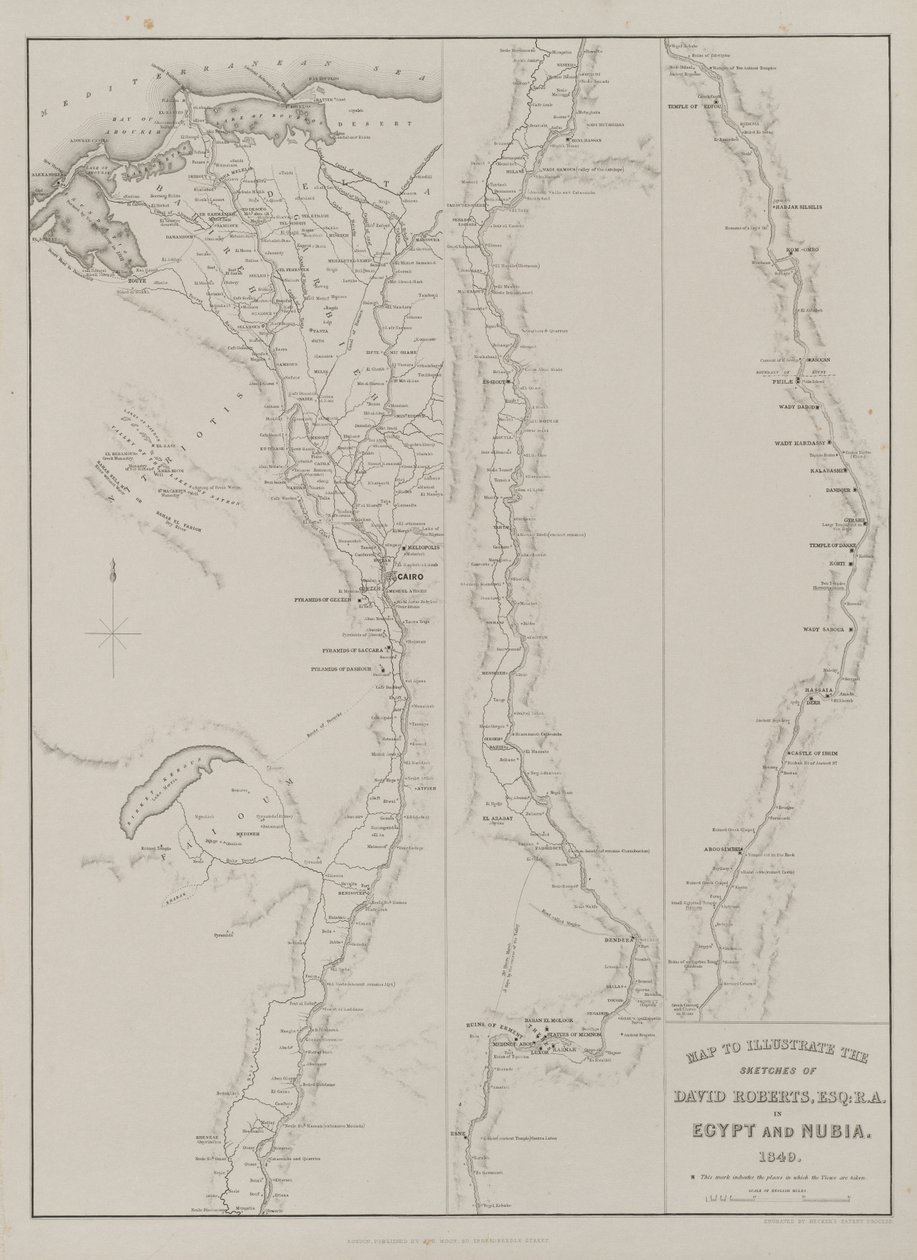 مصر والنوبة ، المجلد الثالث: خريطة لتوضيح رسومات ديفيد روبرتس ، الأسق ... 1849 ، 1849. بواسطة لويس هاجي