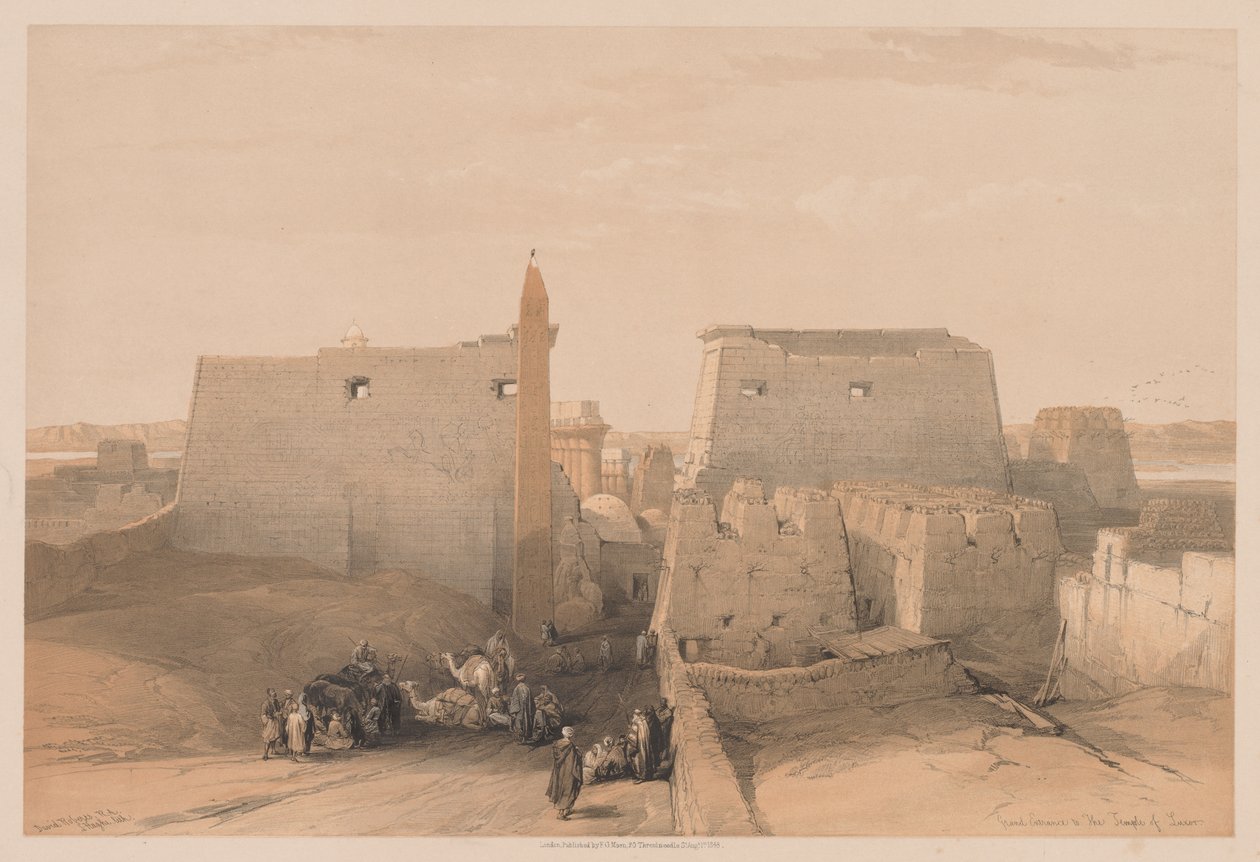 مصر والنوبة: المجلد الثاني - رقم 38 ، المداخل الكبرى لمعبد الأقصر ، 1838. بواسطة لويس هاجي