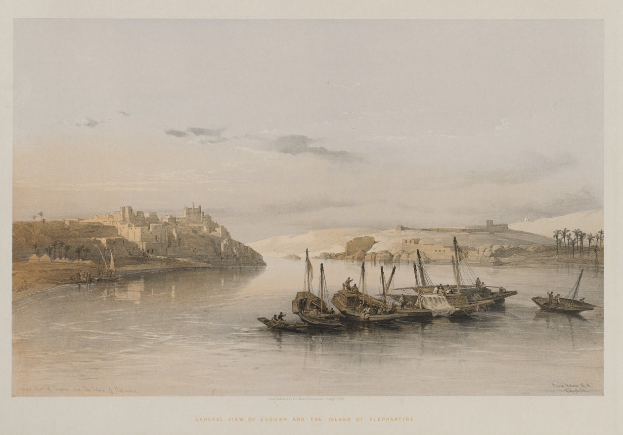 مصر والنوبة ، المجلد الثاني: منظر عام لإسوان وجزيرة إلفنتين ، 1848. بواسطة لويس هاجي