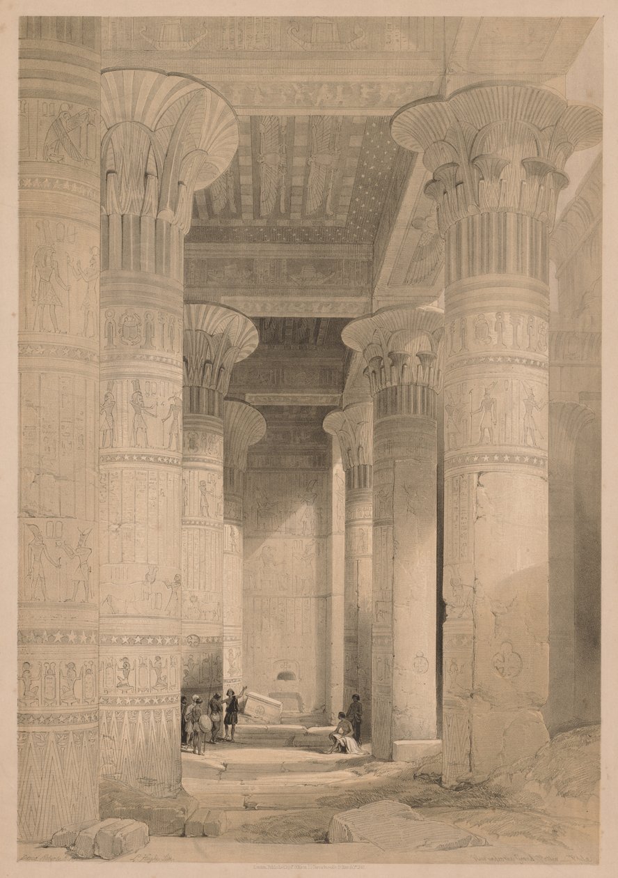 مصر والنوبة: المجلد الأول - واجهة ، منظر تحت جراند بورتيكو ، فيلة ، 1838. بواسطة لويس هاجي