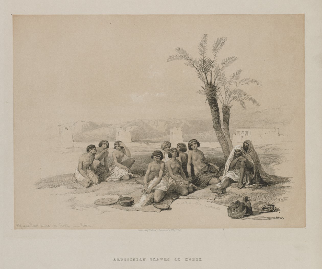 مصر والنوبة ، المجلد الأول: العبيد الحبشيون يستريحون في كورتي-النوبة ، 1847. بواسطة لويس هاجي