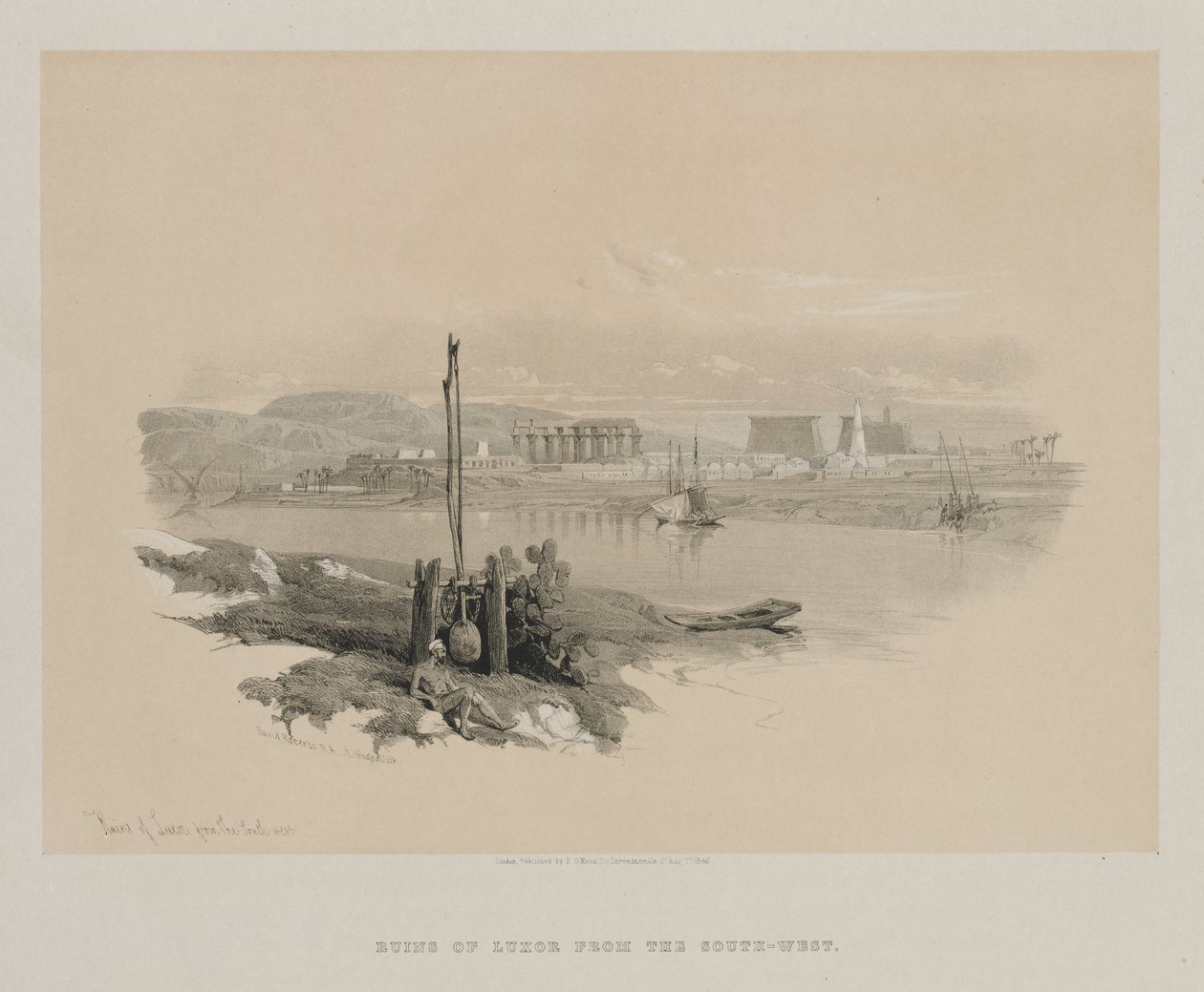 مصر والنوبة ، المجلد الأول: أطلال الأقصر من الجنوب الغربي ، 1846. بواسطة لويس هاجي
