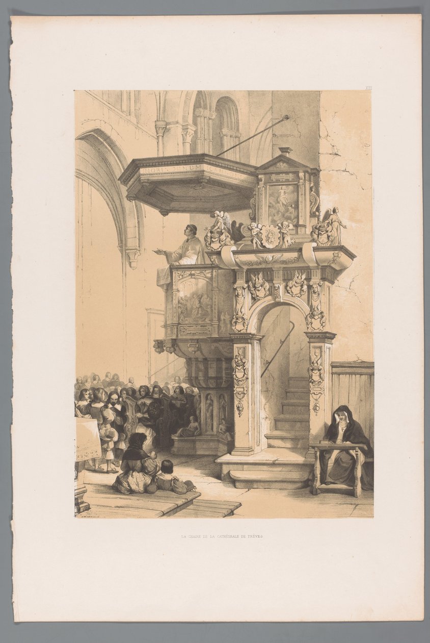 الكاهن يخاطب حشدًا من المنبر في كاتدرائية ترير La chaire de la Cathédrale de Trèves (العنوان على الكائن) بواسطة لويس هاجي