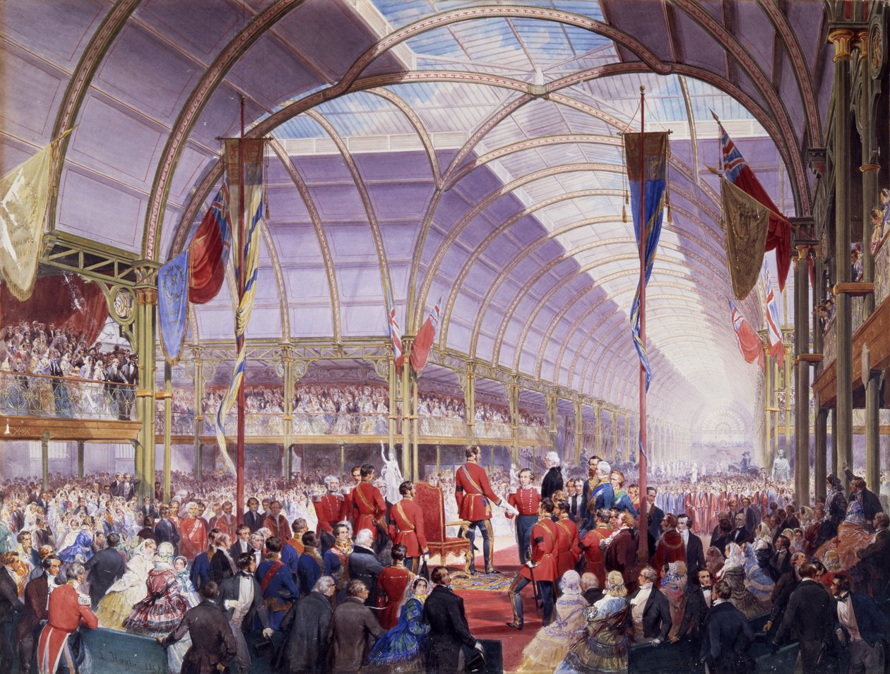 السير توماس فيربيرن يسلم العنوان إلى Prince Consort في معرض Art Treasures ، مانشستر ، مايو 1857 (قلم رصاص وألوان مائية وغواش على ورق) بواسطة لويس هاجي