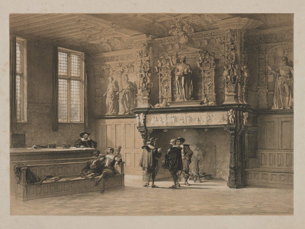 اسكتشات في بلجيكا وألمانيا ، المجلد الأول: Hall of Justice of the Magistrates du Franc ، Bruges بواسطة لويس هاجي