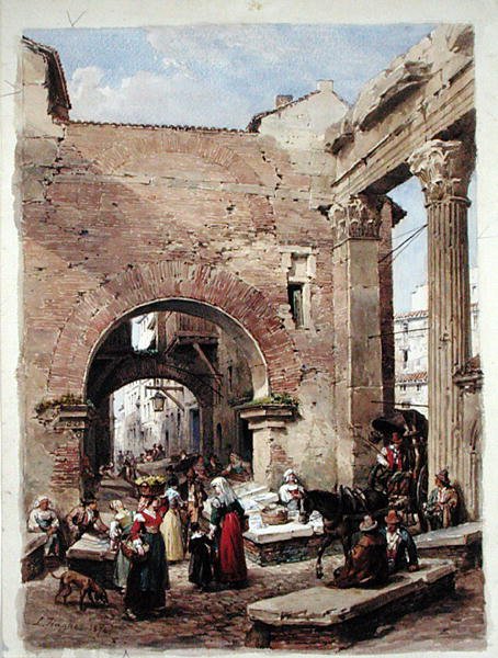 سوق السمك في Portico d'Ottavia ، روما بواسطة لويس هاجي