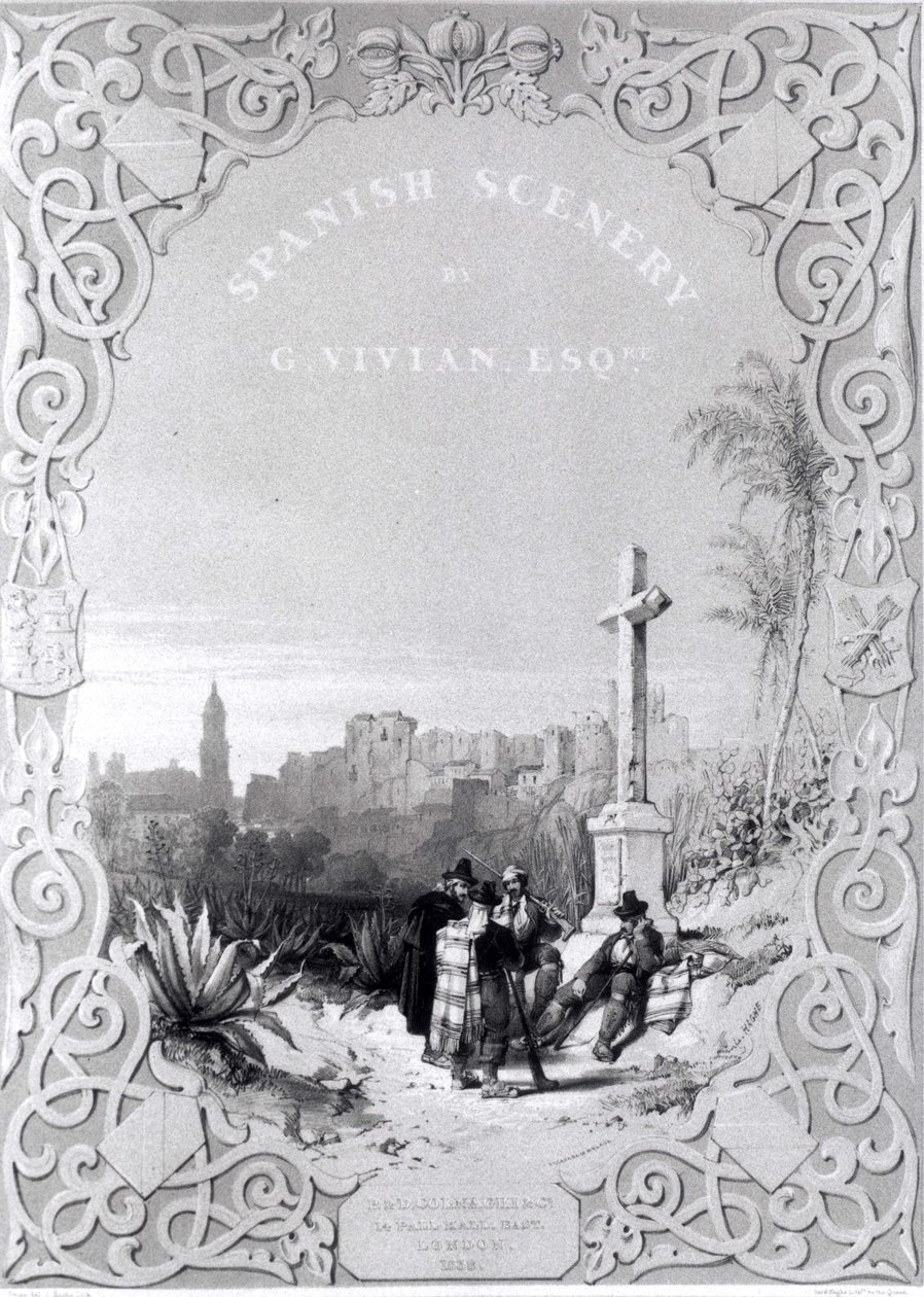 صفحة عنوان "المشهد الإسباني" لجورج فيفيان ، نُشر عام 1838 بواسطة لويس هاجي