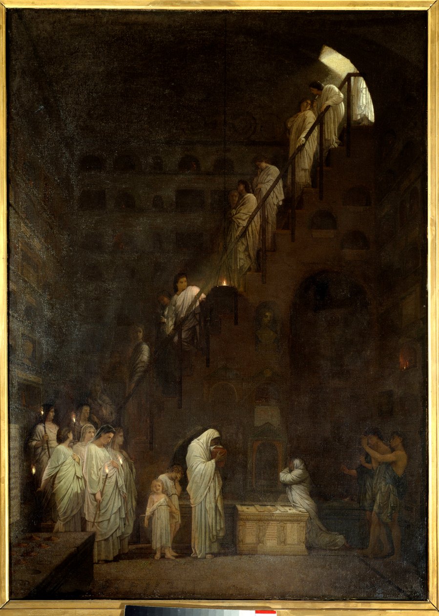 جنازة في كولومباريوم بيت سيزار في روما ، بورت كابيني في روما. لوحة لويس هيكتور ليرو (1829-1900) بواسطة لويس هيكتور ليرو