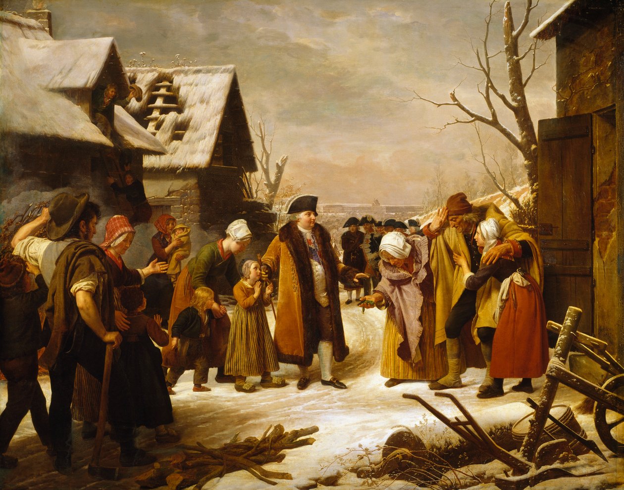 Louis XVI Distributing Alms to the Poor of Versailles during the Winter of 1788 بواسطة لويس هرسنت