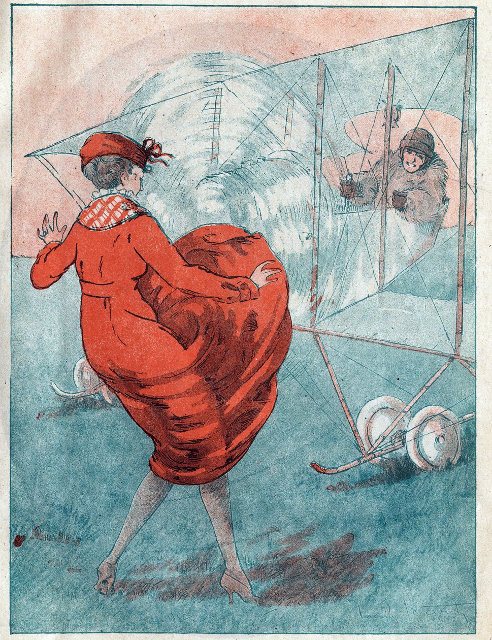 الريح المواتية: التحديق اللولبي. رسم توضيحي للويس إيكارت (1888-1950) لمجلة "Le Fantasio" "في مايو 1916. بواسطة لويس إيكارت