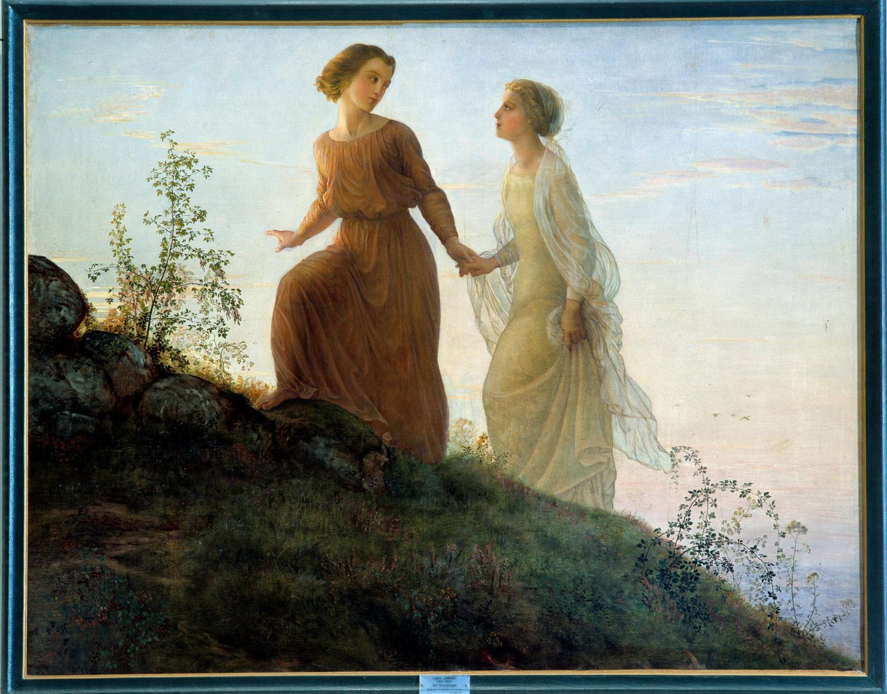 قصيدة الروح. على الجبل ، تتسلق شابة برفقة ملهمة الجبل في جو غنائي. لوحة لويس جانموت (1814-1892) القرن التاسع عشر. ليون ، متحف الفنون الجميلة - قصيدة الروح - على الجبل: إقامة شابة بواسطة لويس جانموت