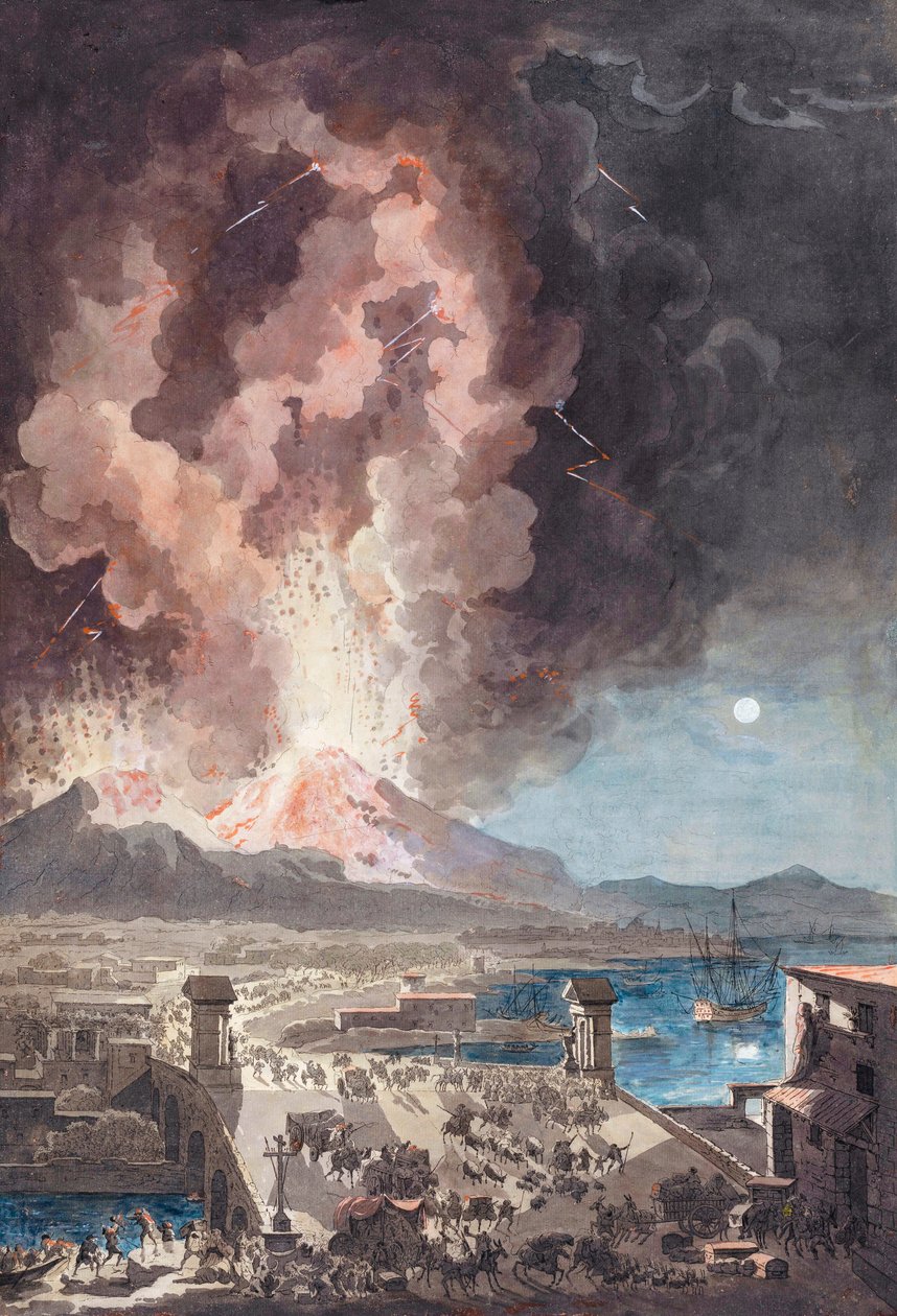 ثوران بركان جبل فيزوف بإيطاليا عام 1779. بواسطة لويس جان (بعد) ديسبريز