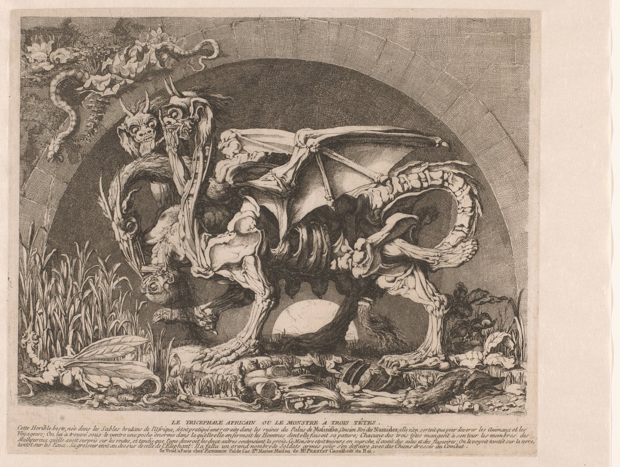 الوهم الكيميرا The Chimera of Monsieur Deprez (العنوان الأصلي) الوحش الأفريقي ذو الثلاثة رؤوس أو الوحش ذو الثلاثة رؤوس (العنوان على الشيء) بواسطة لويس جان ديسبريز