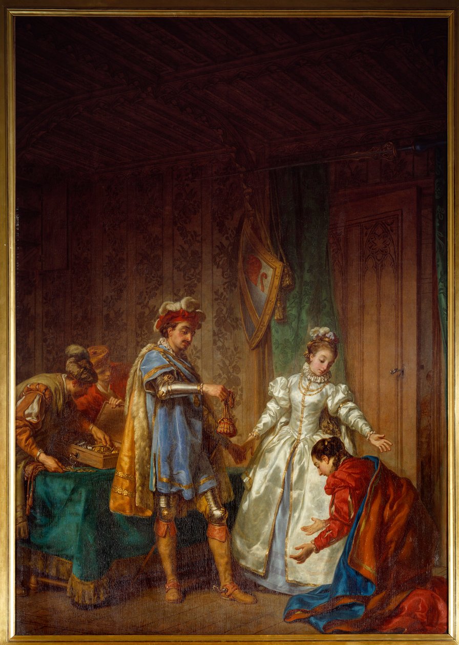 The Continence of Bayard The Knight Pierre Terrain ، Lord of Bayard (1476-1524) يقدم منحة دراسية لفتاة فقيرة وعذراء حتى تتمكن من الزواج بصدق بواسطة لويس جان جاك دورامو