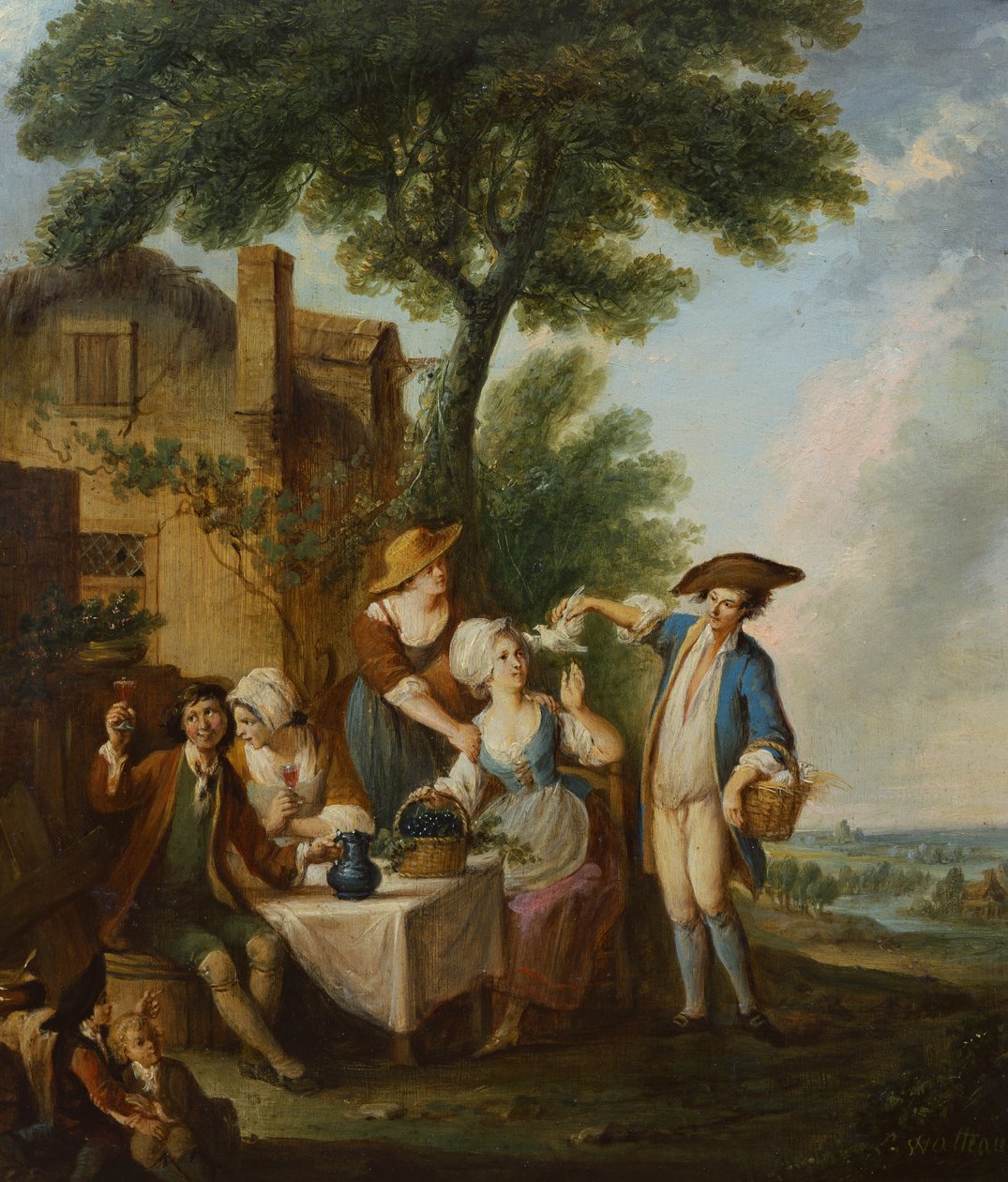 الحمامة الجميلة (زيت على قماش) بواسطة لويس جوزيف (1731-98) واتو