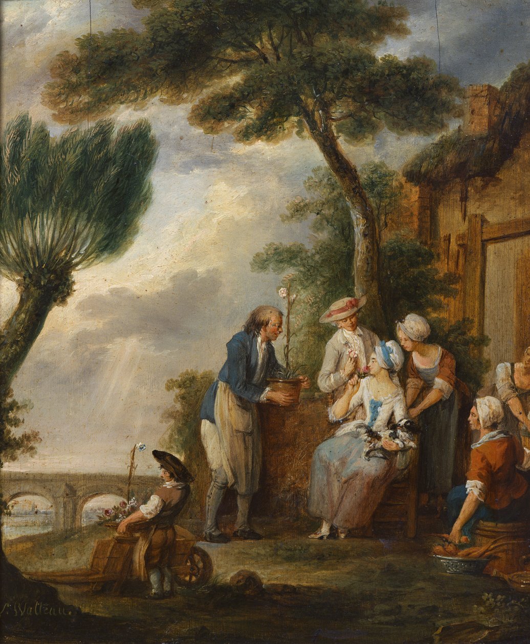 البستاني أو الخطوبة (زيت على قماش) بواسطة لويس جوزيف (1731-98) واتو