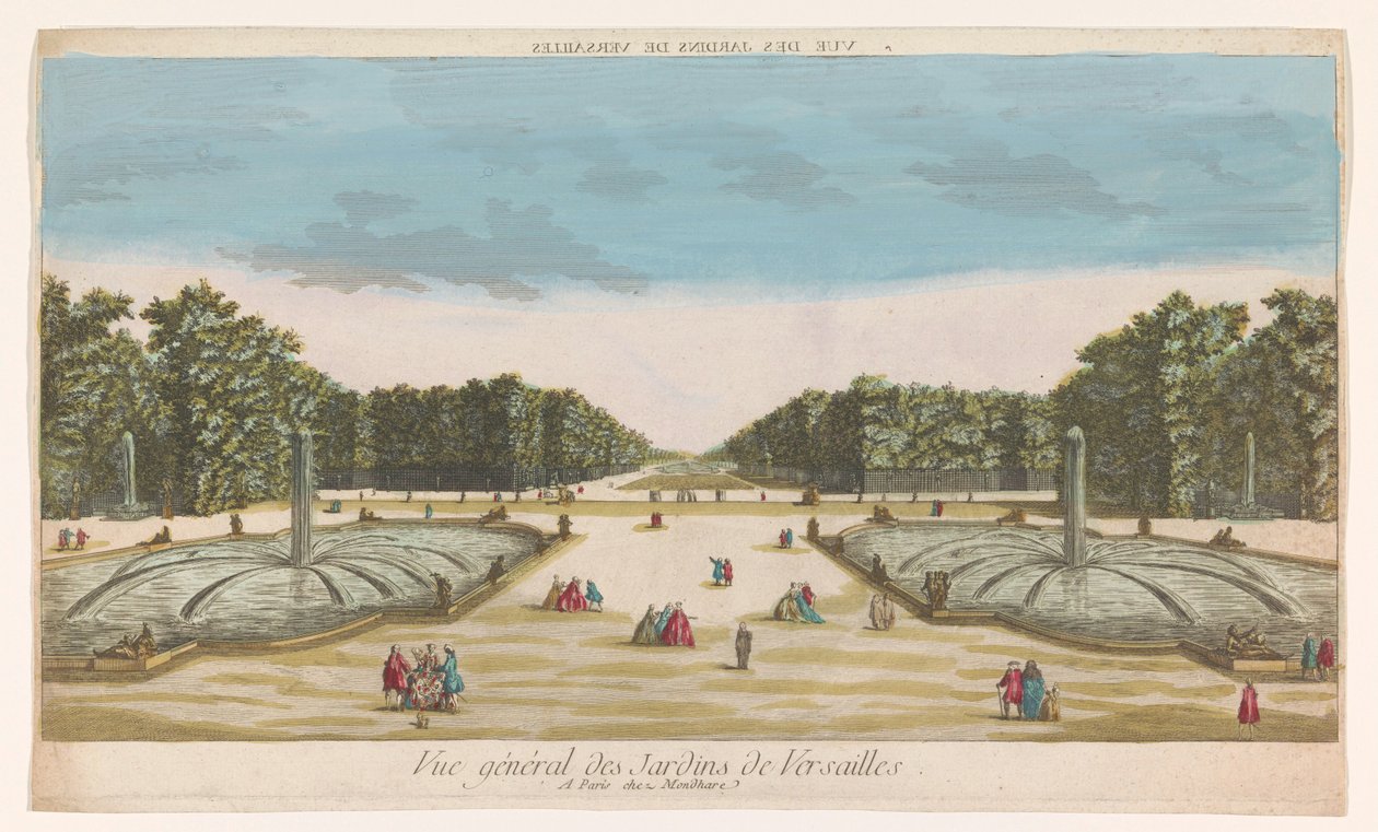 منظر لحديقة فرساي Vue des Jardins de Versailles (العنوان على الكائن) بواسطة لويس جوزيف موندار