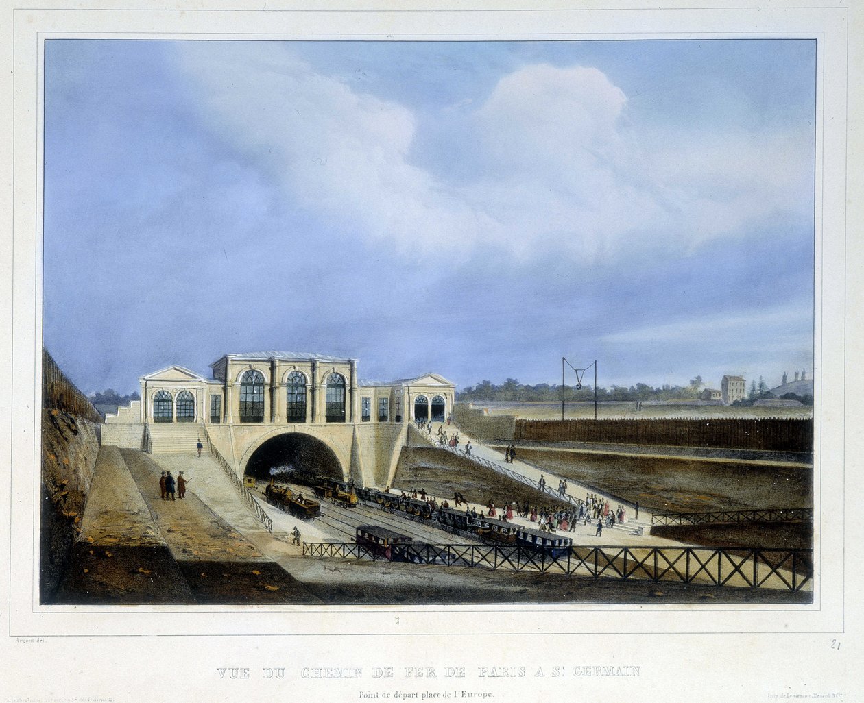 سكة حديدية من باريس إلى سان جيرمان - في “Paris en 1837” بواسطة Arnout بواسطة لويس جول أرنوت