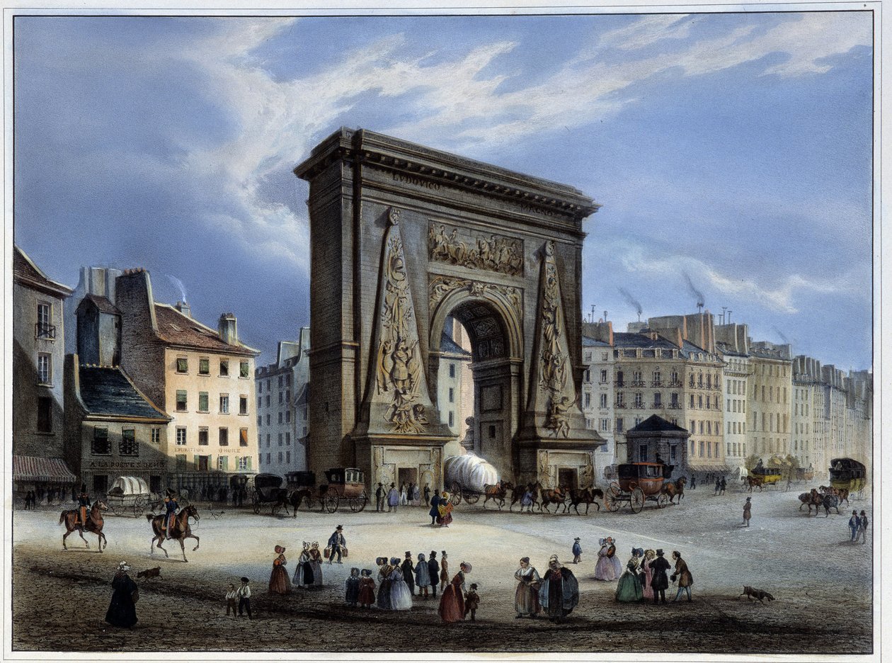 Porte de Saint-Denis - in "" Paris en 1837 "" بقلم Arnout ، محرر. أوبي & هاوزر بواسطة لويس جول أرنوت