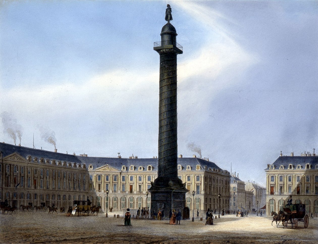 منظر للعمود وساحة فندوم - في "" Paris en 1837 "لأرنوت بواسطة لويس جول أرنوت