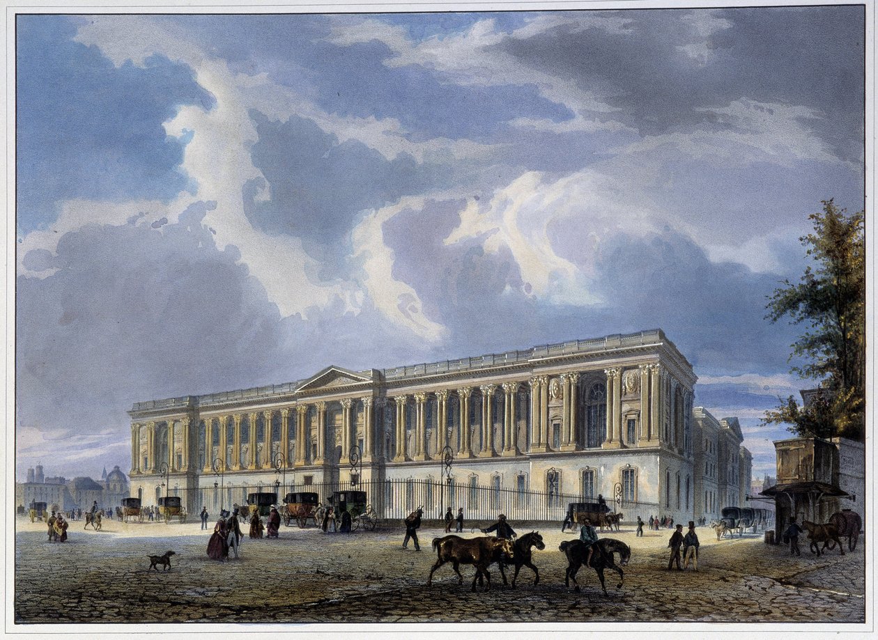 منظر لرواق اللوفر - في "" Paris en 1837 "" لأرنوت بواسطة لويس جول أرنوت