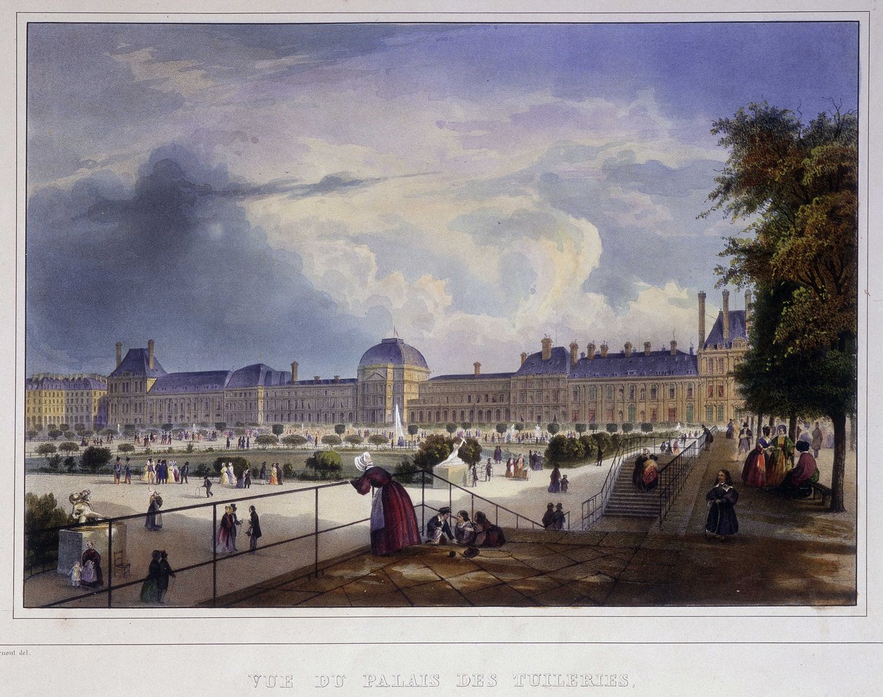 منظر لقصر التويلري - في "" Paris en 1837 "" لأرنوت بواسطة لويس جول أرنوت