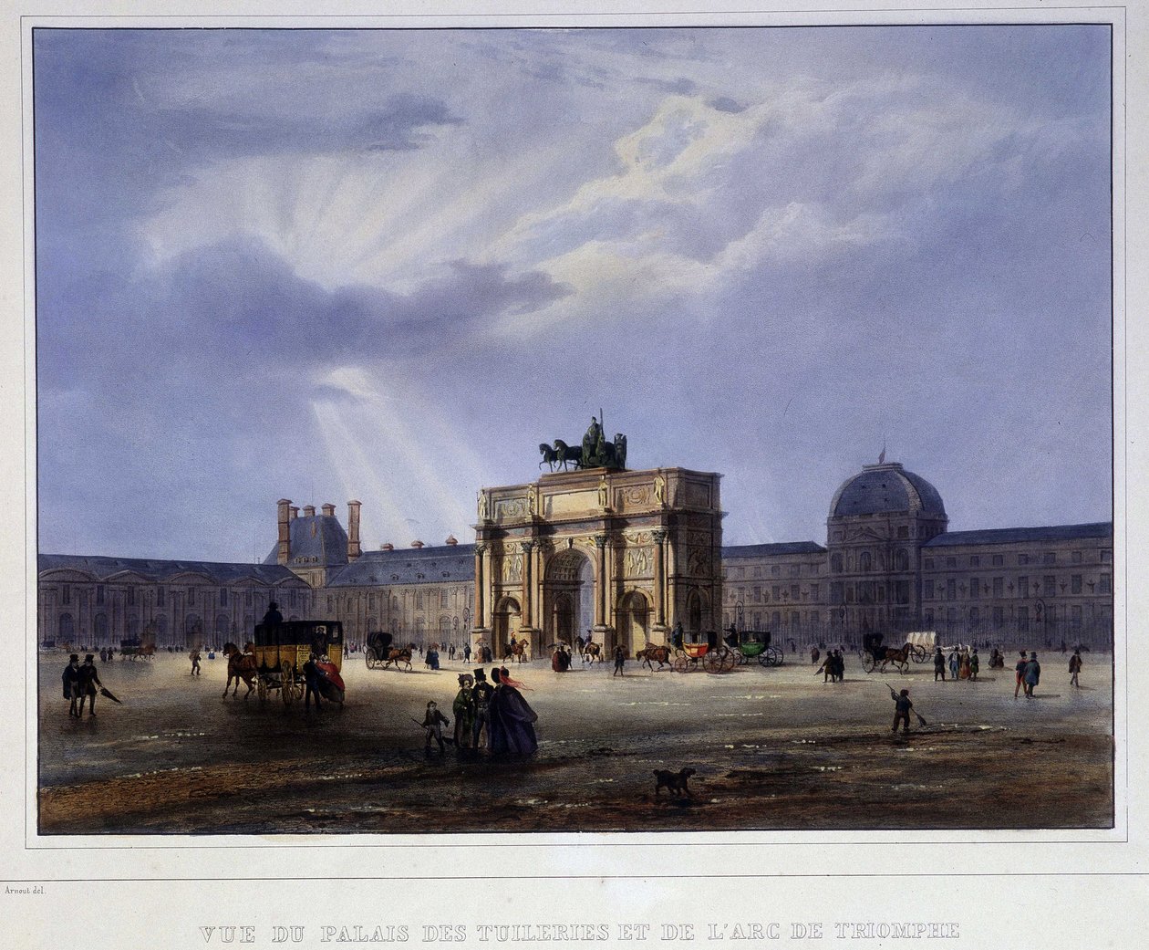 منظر لقصر التويلري والدوامة - في "" Paris en 1837 "" لأرنوت بواسطة لويس جول أرنوت