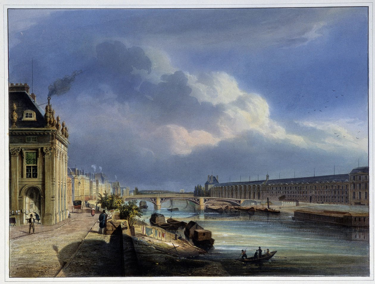 منظر ل Pont du Carrousel و Grand Galerie du Louvre - في "Paris en 1837" بواسطة Arnout بواسطة لويس جول أرنوت