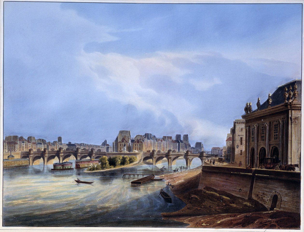 منظر لجسر نيوف - في "" Paris en 1837 "لأرنوت بواسطة لويس جول أرنوت