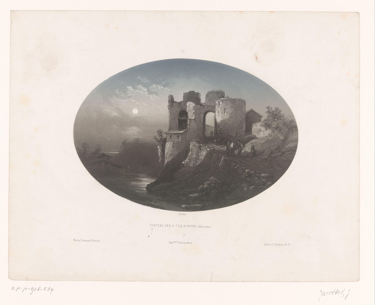 منظر لأطلال قلعة فور Heemskinderen Château des 4 fils Aymond (جيروند) (العنوان على الكائن) بواسطة لويس جوليان جاكوت